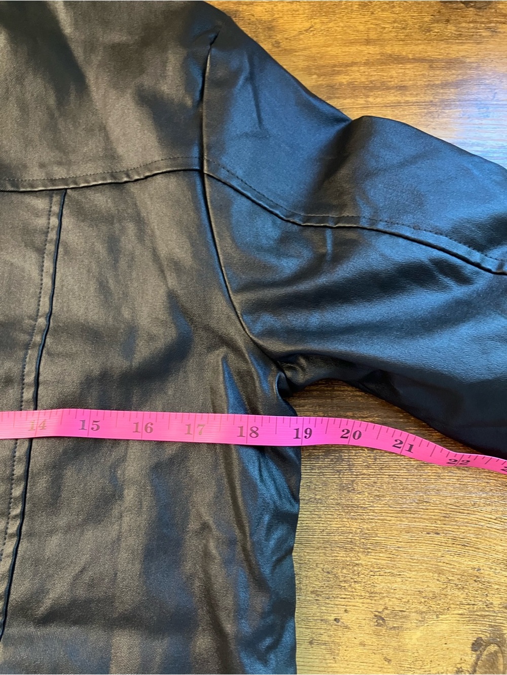 Anthropologie Cerule Black Faux Leather Jean Jacket Button Down Medium NWOT - Picture 9 of 11
